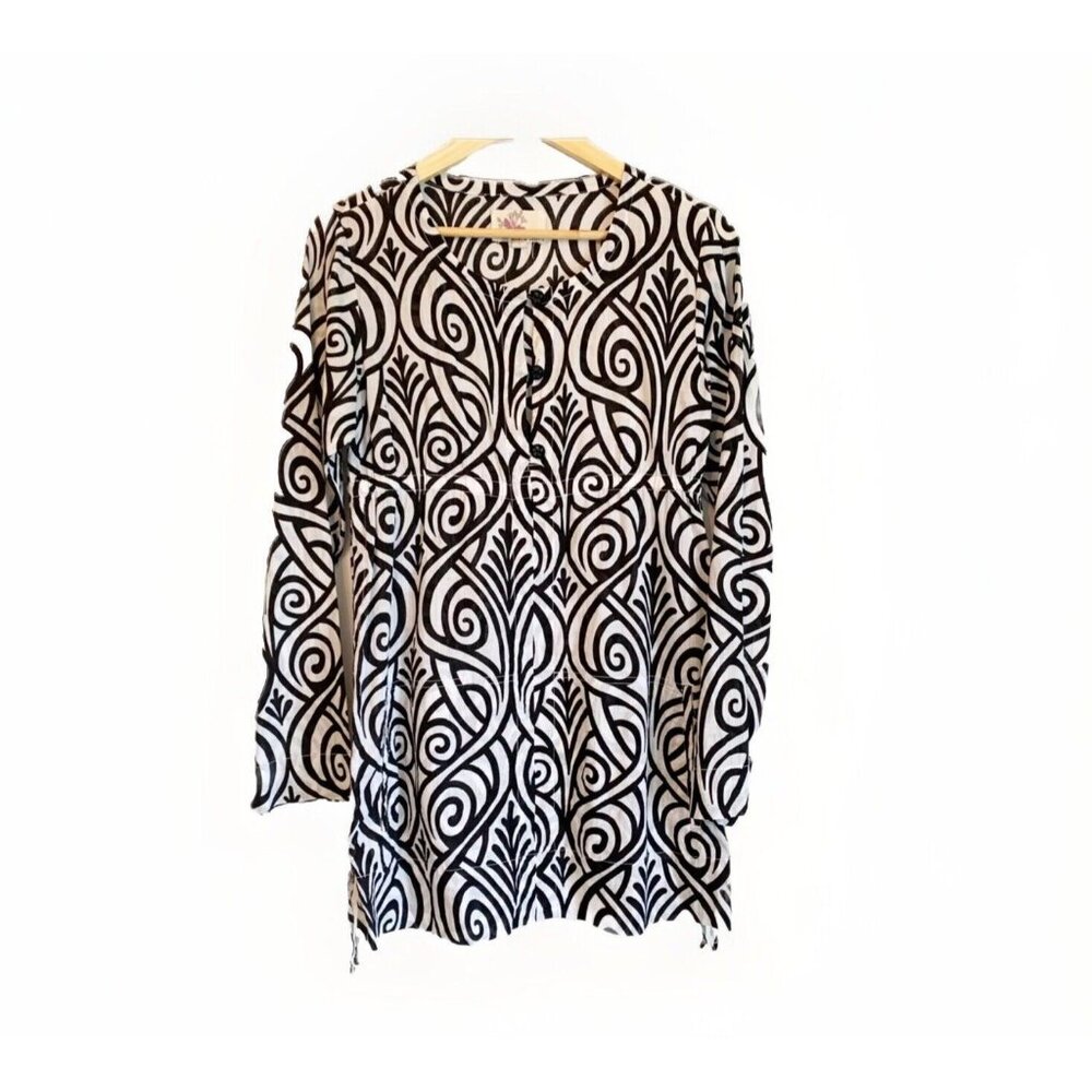 Title Nine Black White Geometric Tunic Dress Women’s Small Vacation Resort